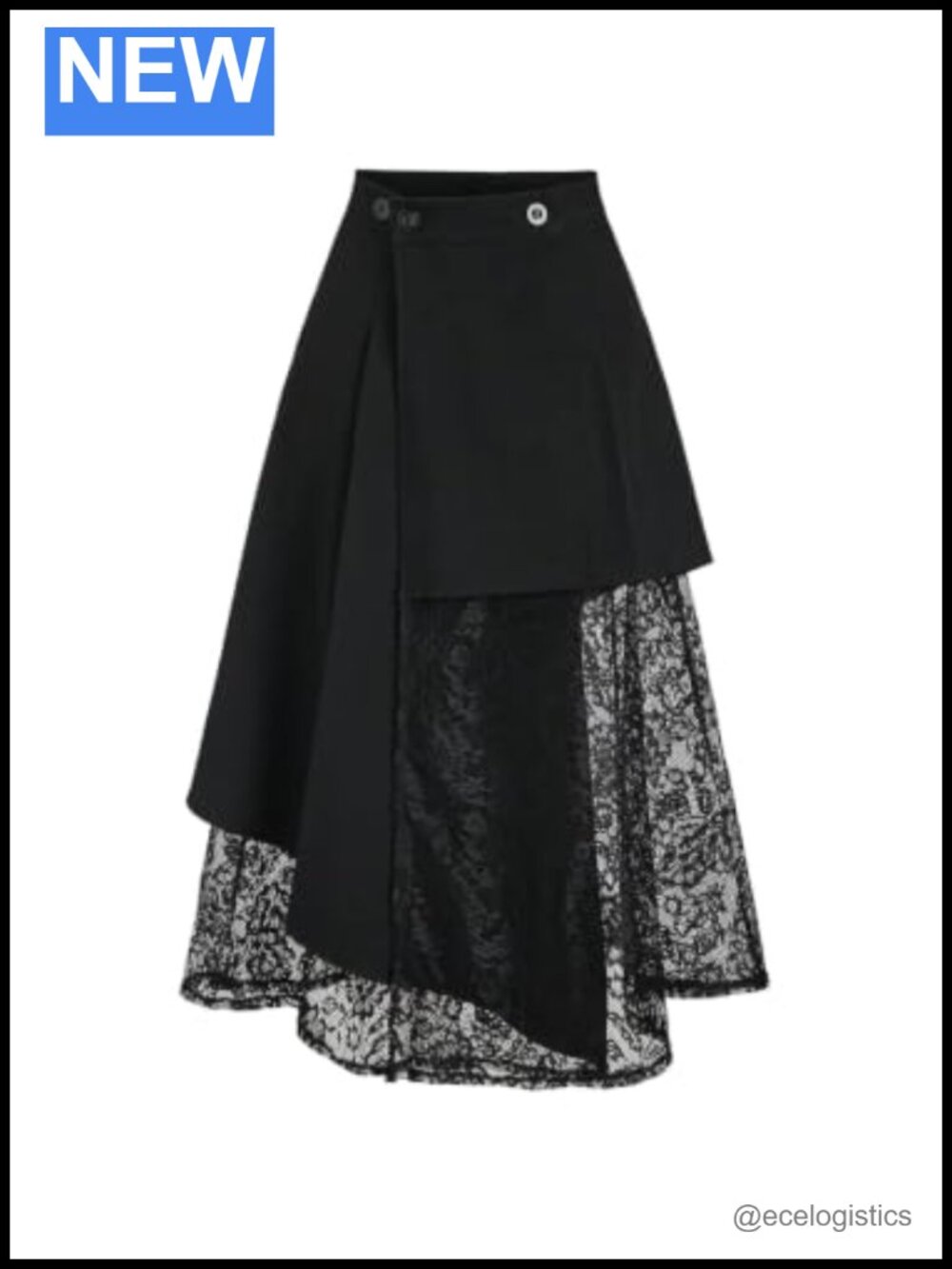 Women's Asymmetrical Lace Midi Skirt A-Line Flowy Office Party Skirt